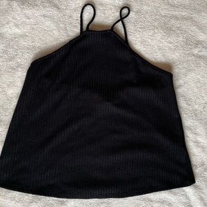 Guess Black Ribbed Spaghetti Strap High Neck Tank Crop Top Size XS